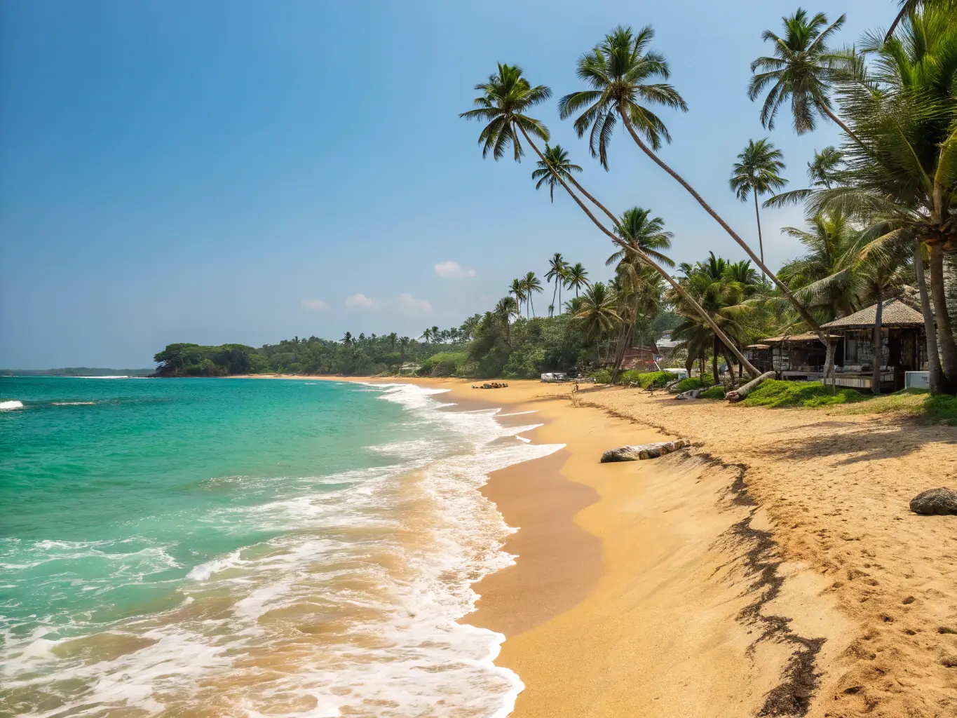A serene beachfront land plot in Weligama, Sri Lanka, highlighting its proximity to the ocean and suitability for tourism-related development. The image should evoke a sense of luxury and relaxation.